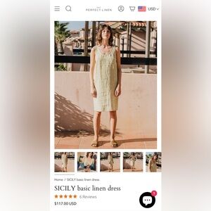 Not Perfect Linen Sicily basic linen dress in mid sand gingham size medium